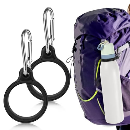 Water Bottle Clip with Carabiner, Compatible with Owala Freesip Twist 18oz/24oz, Durable Silicone Small Mouth Secure Hanging Water Bottle Holder Handle for Outdoor Hiking, Climbing, Camping - color: Silver Clip