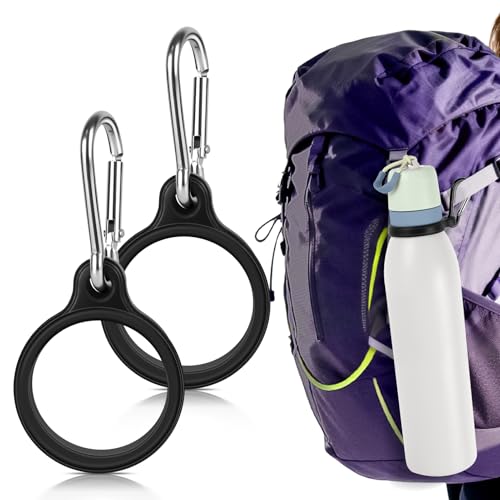 Water Bottle Clip with Carabiner, Compatible with Owala Freesip Twist 18oz/24oz, Durable Silicone Small Mouth Secure Hanging Water Bottle Holder Handle for Outdoor Hiking, Climbing, Camping - color: Silver Clip