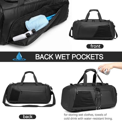 Gym Bag for Men with Shoes Compartment - 40L Duffle Bag for Travel with Wet Pocket & Laptop Compartment,Waterproof Carry On Sports Bags Gym Backpack with Water Bottle Holder