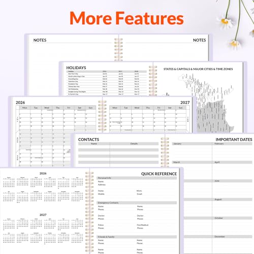 SUNEE Academic Planner 2026-2027 – Weekly & Monthly Planner, July 2026 to June 2027, 8.5"x11", Thick Paper, Tabs, Pockets, Bookmark, Spiral-Bound, Student Teacher Organizer, Purple - color: Purple