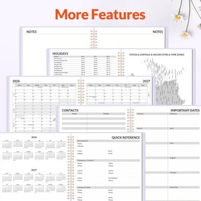 SUNEE Academic Planner 2026-2027 – Weekly & Monthly Planner, July 2026 to June 2027, 8.5"x11", Thick Paper, Tabs, Pockets, Bookmark, Spiral-Bound, Student Teacher Organizer, Purple - color: Purple