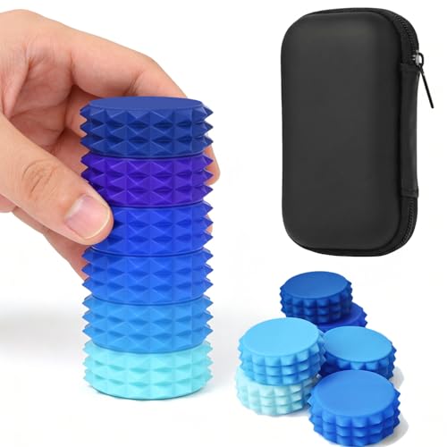Fidget Toys Adults, 6 Pack Silicone Massage Roller Handheld for Stress Relief & Focus, Sensory Toys for Teens Kids with Autism ADHD Anxiety, Textured Quiet Fun Gift (Blue) - color: Blue