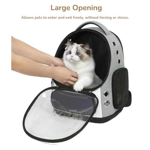 Cat Bubble Backpack Carrier, TSA Airline Approved Pet Travel Bag for Small Medium Dogs, Clear Hiking Camping Backpack for Cats, Kitten and Puppy up to 18 lbs, Gray Bubble - color: Gray Bubble