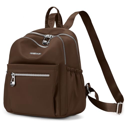 Mini Backpack Purse for Women Lightweight Nylon Casual Bag Small Daypacks for Work Travel (D Coffee) - color: D Coffee