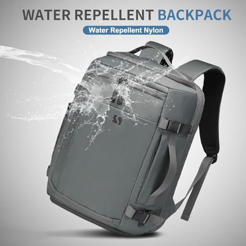 35L Travel Backpack 17" Laptop Backpack W/USB-C Port, Expandable Carry-On Bag, TSA Flight Approved Water-Resistant for Business College, Grey - color: Grey