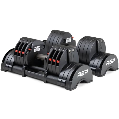 Rep Fitness Quickdraw Adjustable Dumbbells, Multiple weight ranges available including: 5-30, 5-40,5-50 and 5-60 lbs - style: 5-40 lbs