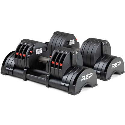 Rep Fitness Quickdraw Adjustable Dumbbells, Multiple weight ranges available including: 5-30, 5-40,5-50 and 5-60 lbs - style: 5-40 lbs