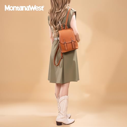 Montana West Mini Womens Backpack Purse Vegan Leather Small Backpack for Women Cute Convertible Shoulder Bag - color: Brown