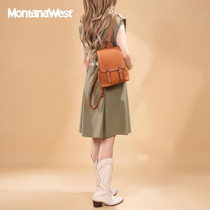 Montana West Mini Womens Backpack Purse Vegan Leather Small Backpack for Women Cute Convertible Shoulder Bag - color: Brown