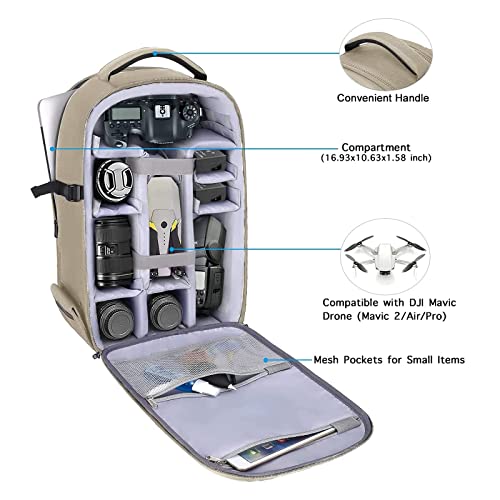 MOSISO Camera Backpack, DSLR/SLR/Mirrorless Photography Camera Bag 15-16 inch Waterproof Hardshell Case with Tripod Holder&Laptop Compartment Compatible with Canon/Nikon/Sony, Camel - color: Camel