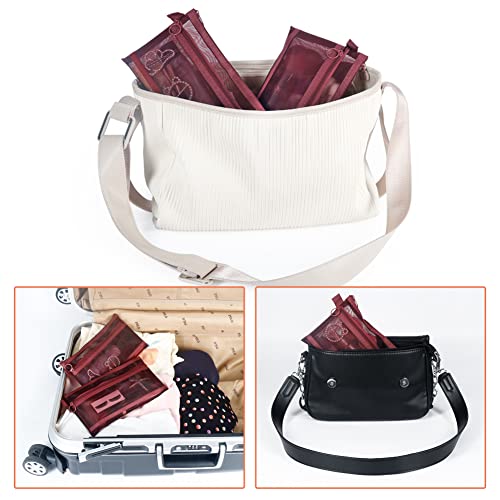 Mesh Cosmetic Bags, 4pcs Nylon Makeup Pouches with Double Zippers for Home Office Purse Diaper Bag (Burgundy) - color: Burgundy