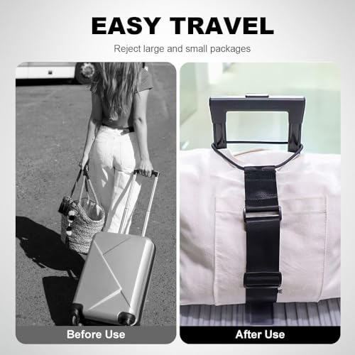 2 PCS Adjustable Luggage Connector Straps 2026 Elastic Travel Suitcase Add-A-Bag Fastening Belt, Multi-Use Strong Travel Luggage Connection Belt for Easy Travel (Black-2pc) - color: Black-2pc