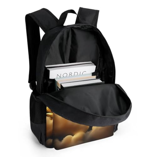 Golden Crown Soccer Backpack, Durable Polyester Daypack with Laptop Compartment, Reinforced Bottom, Adjustable Shoulder Straps And Multi Pockets for Travel And Daily Use - color: Golden Crown Soccer