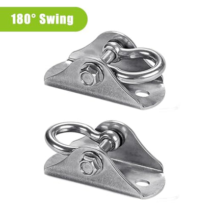 SELEWARE Heavy Duty Swing Hangers Stainless Steel Swing Hooks Ceiling Mount Swing Hardware for Porch Swing Set Hammock Chair Heavy Bag Yoga Silk 2 Pack - color: 180° Swing Hanger ( 2 Pack )