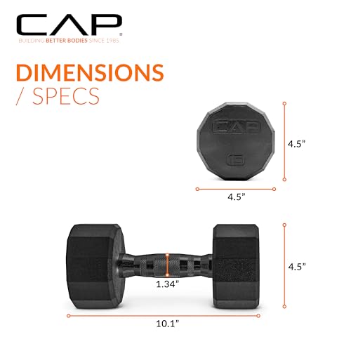CAP Barbell Coated Dumbbell Weight | Multiple Options Pairs & Sets - size: 15 lb - Pair, style: 12-Sided - Black Handle