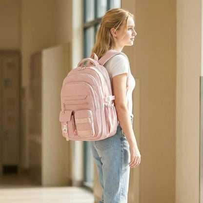 Cute Backpack for Teen Girls Boys, Aesthetic Travel Bookbag for High Middle School College Student (Pink) - color: Pink