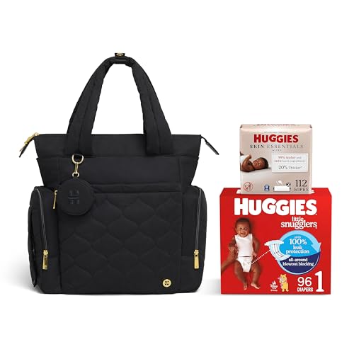HUGGIES unisex-adult Cozy Hugpack Tote Diaper Bag - color: Black/Bundle