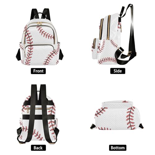 ALAZA Mini Backpack Purse for Women Lightweight Girls Small Size Baseball White School Teens College Traveling - color: Baseball White, size: Small