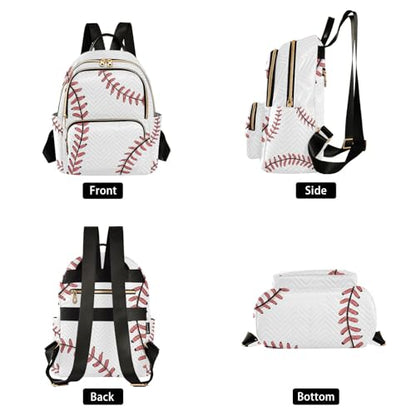 ALAZA Mini Backpack Purse for Women Lightweight Girls Small Size Baseball White School Teens College Traveling - color: Baseball White, size: Small