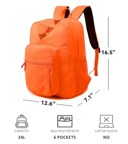 abshoo Classical Basic Womens Travel Backpack For College Men Water Resistant Bookbag (Tangerine) - color: Tangerine, size: 16.5 Inc