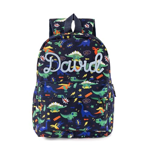 MT WORLD Dinosaur Backpack Personalized Small Daycare Backpack with Name - 12" H Dino Backpacks with Chest Buckle - Mini Blue Travel Backpacks for Daycare Hiking Birthday Gifts - color: Dinosaur, size: Small