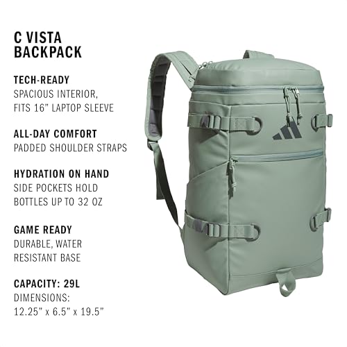 adidas Vista Top-Loading Backpack for Travel and Gym, 29L - color: Silver Green/Grey Six