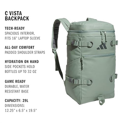 adidas Vista Top-Loading Backpack for Travel and Gym, 29L - color: Silver Green/Grey Six
