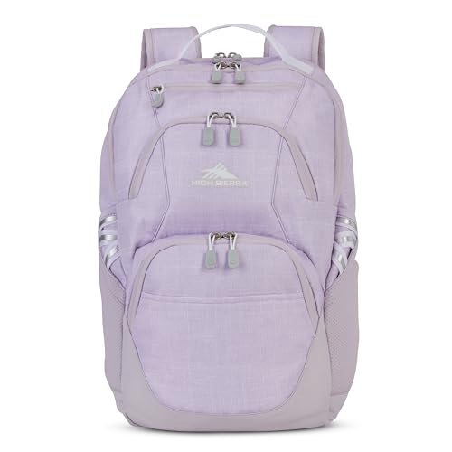 High Sierra Swoop Backpack, Lightweight Bookbag, Large Main Compartment + External Accessory Pockets, Separate Laptop Pocket, Dual Water Bottle Pockets, Fits most 17” Laptops, 30L Capacity, Orchid - color: Orchid Heather