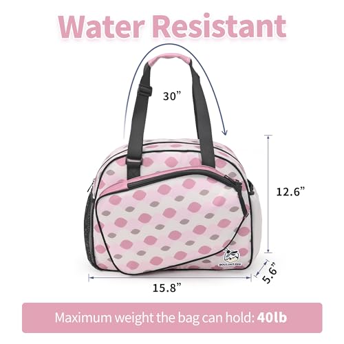 Boulder Bee Pickleball Tote Bag for Women with Paddle Holder - color: Pink Checkered Pattern