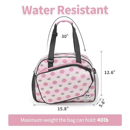 Boulder Bee Pickleball Tote Bag for Women with Paddle Holder - color: Pink Checkered Pattern