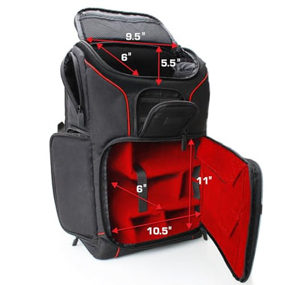 USA Gear Camera Backpack for Photographers DSLR/SLR/Mirrorless Camera Bag with Laptop Slot, Rain Cover, Tripod Holder - color: Red