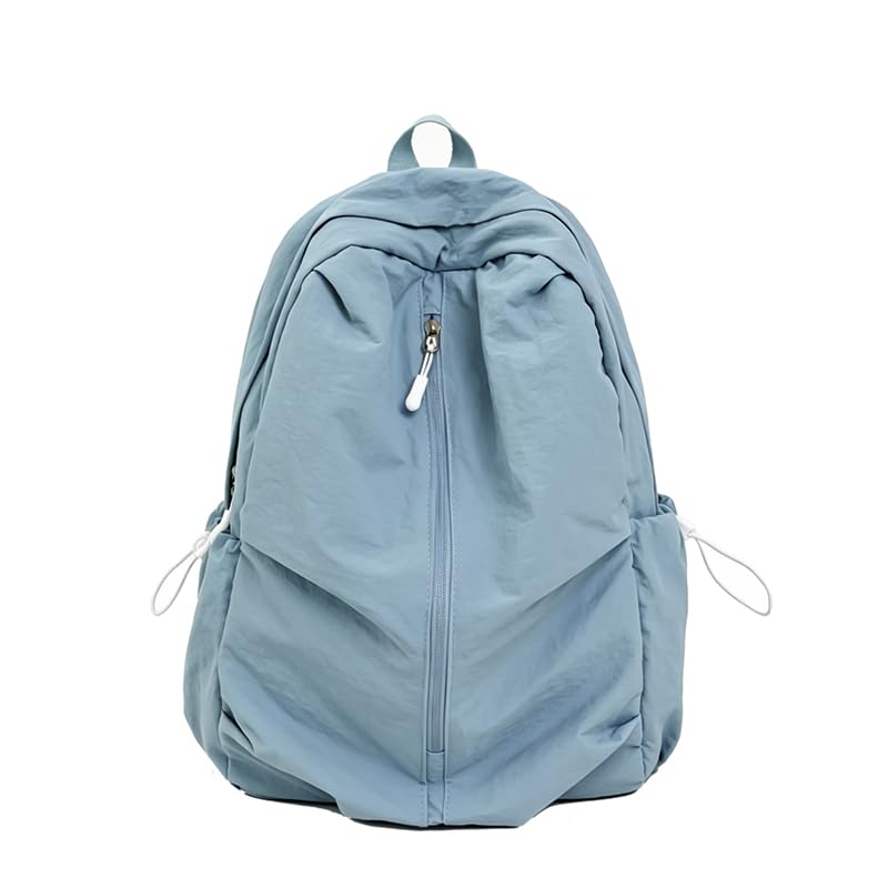 Women Solid Color Backpack Large Capacity Multi Pockets Daypack with Compartments Cute Lightweight Backpacks - color: Blue