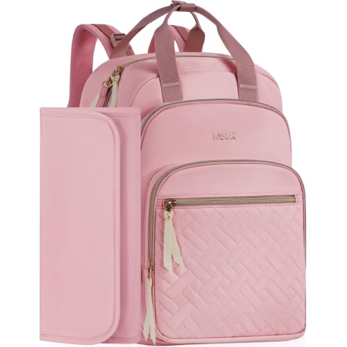 Diaper Bag Backpack, 27L Large Quilted Small Baby Bag with Changing Pad & Pacifier Case, Stroller Hooks, Easy-Access Baby Essential, Maternity Travel Backpack Unisex, Pink - color: Pink, size: Large