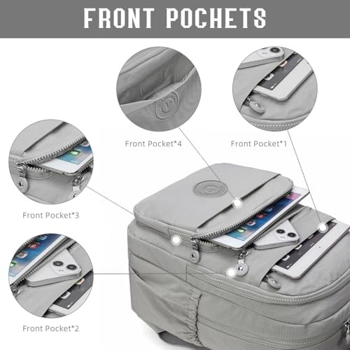 Hiking Waterproof 13" Laptop Backpack Purse for Women and Men,Travel Backpack - color: Light Grey
