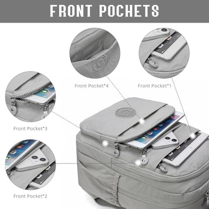 Hiking Waterproof 13" Laptop Backpack Purse for Women and Men,Travel Backpack - color: Light Grey