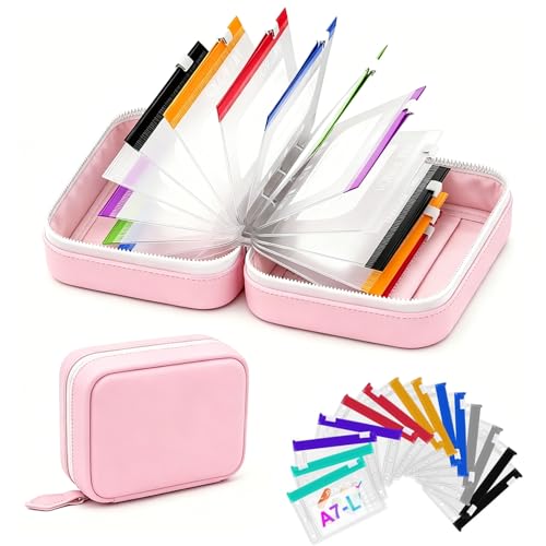 Waterproof Pill Pouch Set, 14Pcs Color-Coded Bags Inside, A7-L Waterproof Pill Organizer Set, Reusable Travel Medicine Organizer, Leakproof Zippered Pill Storage, Compact Daily Pills Holder（Pink） - color: Pink