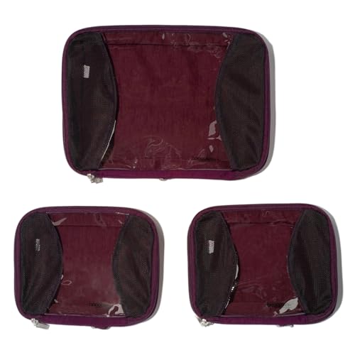 Baggallini Compression Cube 3-piece set - Lightweight Compression Packing Cubes for Travel - color: Mulberry