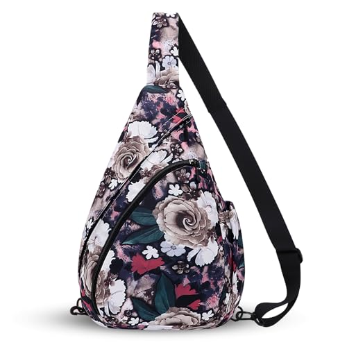 HUA ANGEL Crossbody Sling Bag for Men & Women Lightweight Waterproof Chest Shoulder Bag for Travel Hiking & Everyday Use - color: W-dried Rose