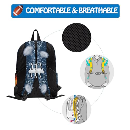 3PCS Backpack for Boys Girls, Kids Football Back to School Backpack Sets with Lunch Bag Pencil Case, 17 Inch Lightweight Bookpack 3 in 1 Set for Teens Elementary Middle High School Students - color: Water Fire Football