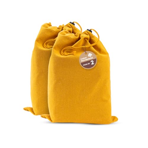 LFH Cotton Rich Shoe Storage Bags with Drawstring, Dustproof Breathable Reusable Organizer, Perfect For Travel, Dorm, Hotel, College, Gym, Easy to Carry, Machine Washable 12"x17" (Pack of 2) - Golden - color: Gold, size: 12"x17" (Pack of 2)