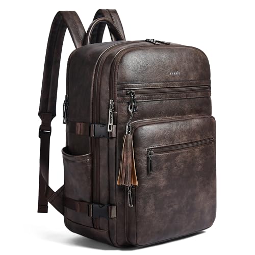 Shrrie Laptop Backpack for Women,Vegan Leather Backpack Work Computer Backpacks fits 16" Laptop,Water Resistant Teacher Nurse Casual Daypack for Weekender Camping Travel,Two-toned Coffee - color: Two-toned Coffee