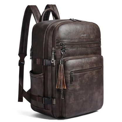 Shrrie Laptop Backpack for Women,Vegan Leather Backpack Work Computer Backpacks fits 16" Laptop,Water Resistant Teacher Nurse Casual Daypack for Weekender Camping Travel,Two-toned Coffee - color: Two-toned Coffee