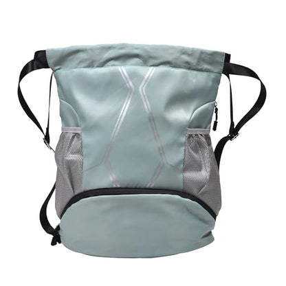 Nupouch Drawstring Backpack: Lightweight, Water-Resistant, Reflective Gym Bag w/Shoe Compartment for Travel, Hiking, Sports - color: Teal