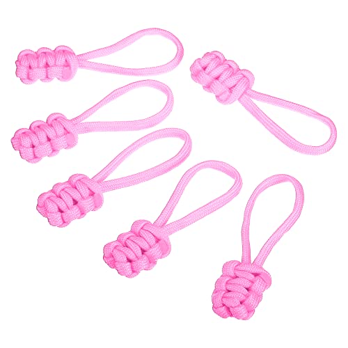 PATIKIL Zipper Pulls Replacement, 6 Pack Extension Cord Handle Fix Pull Tab Extender Fixer Slider Head Repair Kit for Luggage Backpack Jacket, Pink - color: Pink