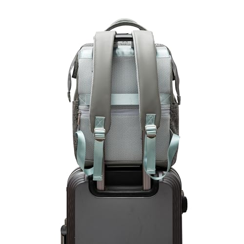 Kinmac Wide Open Style Laptop Backpack for Laptop Up to 15.6 Inch Men Women Travel Outdoor Backpack (Paisley Grey PU) - color: Paisley Grey Pu