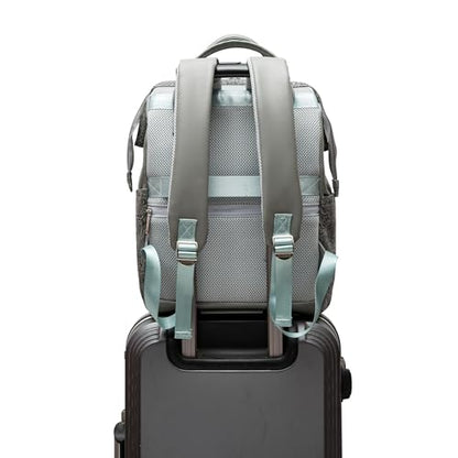 Kinmac Wide Open Style Laptop Backpack for Laptop Up to 15.6 Inch Men Women Travel Outdoor Backpack (Paisley Grey PU) - color: Paisley Grey Pu