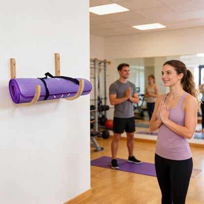 Yoga Wall Stand, Wooden Storage Rack, Fitness Organizer with Easy Install, Exercise Holder with Durable Grip, 9.84x9.06inch Gym Accessory, Home Fixture for Resistance Band Storage