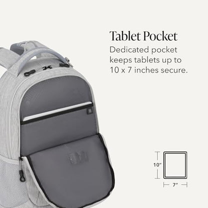 SWISSGEAR Cecil 18-Inch Laptop Backpack Fits 16-Inch Laptop, Travel Daypack with Organizer Pockets, Water Bottle Holders & Padded Straps – Light Grey - color: Light Grey