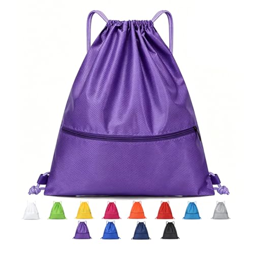 Drawstring Backpack Bag Sport Gym Sackpack-Large(Purple) - color: Purple