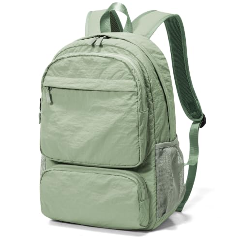 BJLFS Green Cute School Backpack with Laptop Compartment Small Travel Laptop Backpack for Women Men Waterproof College Backpack Simple School Bag for Teens Girls Boys - color: A1-green